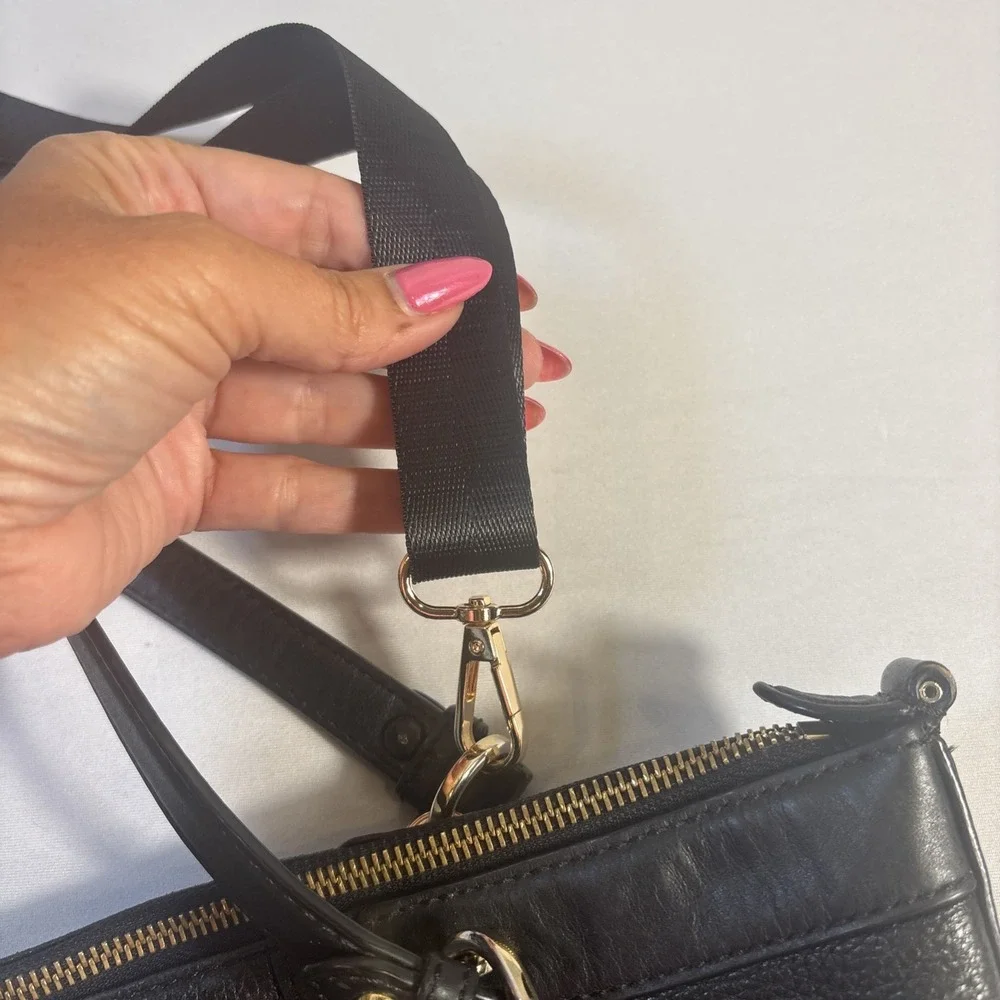 Michael‎ Kors Jesse Large Satchel Shoulder Bag Black Pebble Leather Purse